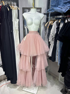 Maxi falda rosa de mesh