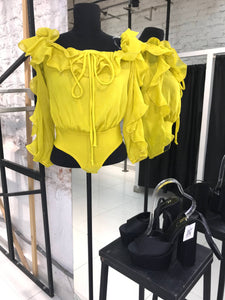 Body limon vaporoso manga larga