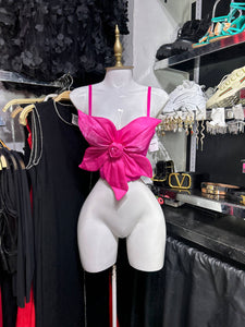 Corset fucsia con flor en relieve