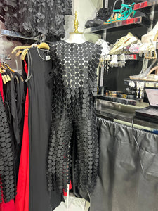 Conjunto negro texturizado blusa y pantalon