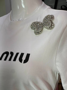 Playera Miu Miu mariposa pedreria