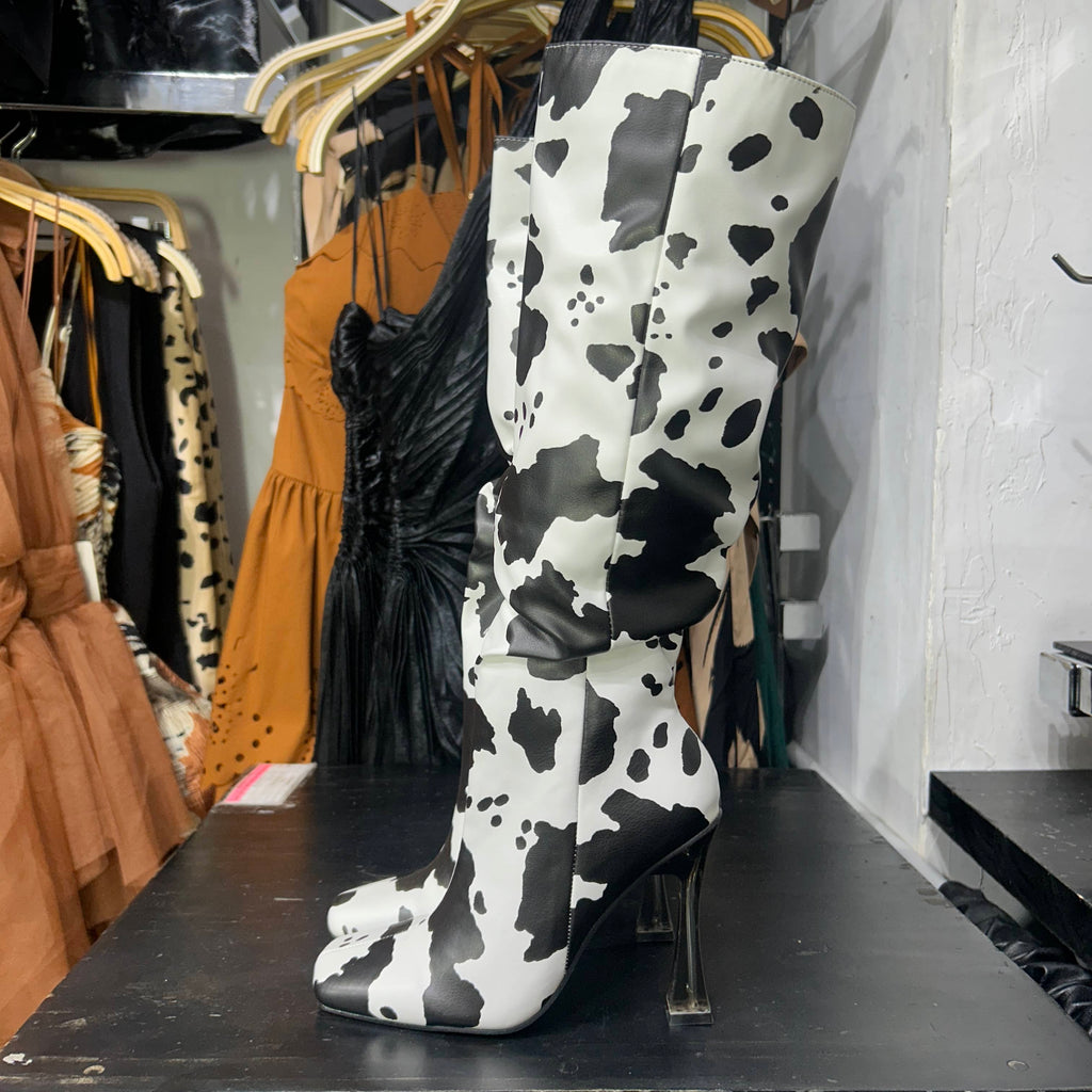 Botas  Bianca corrugadas print de vaca