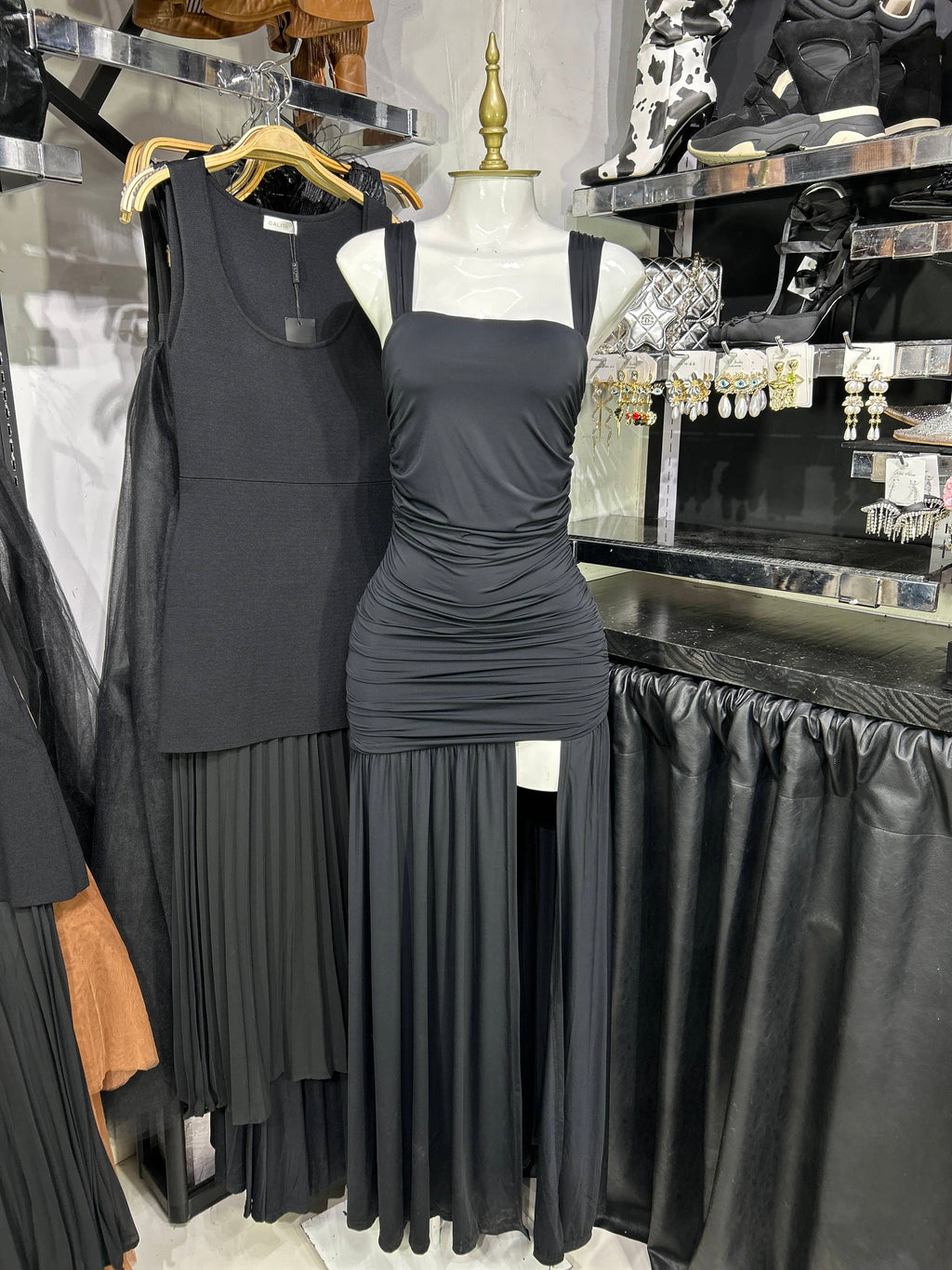Vestido negro drapeado super stretch RESTOCK