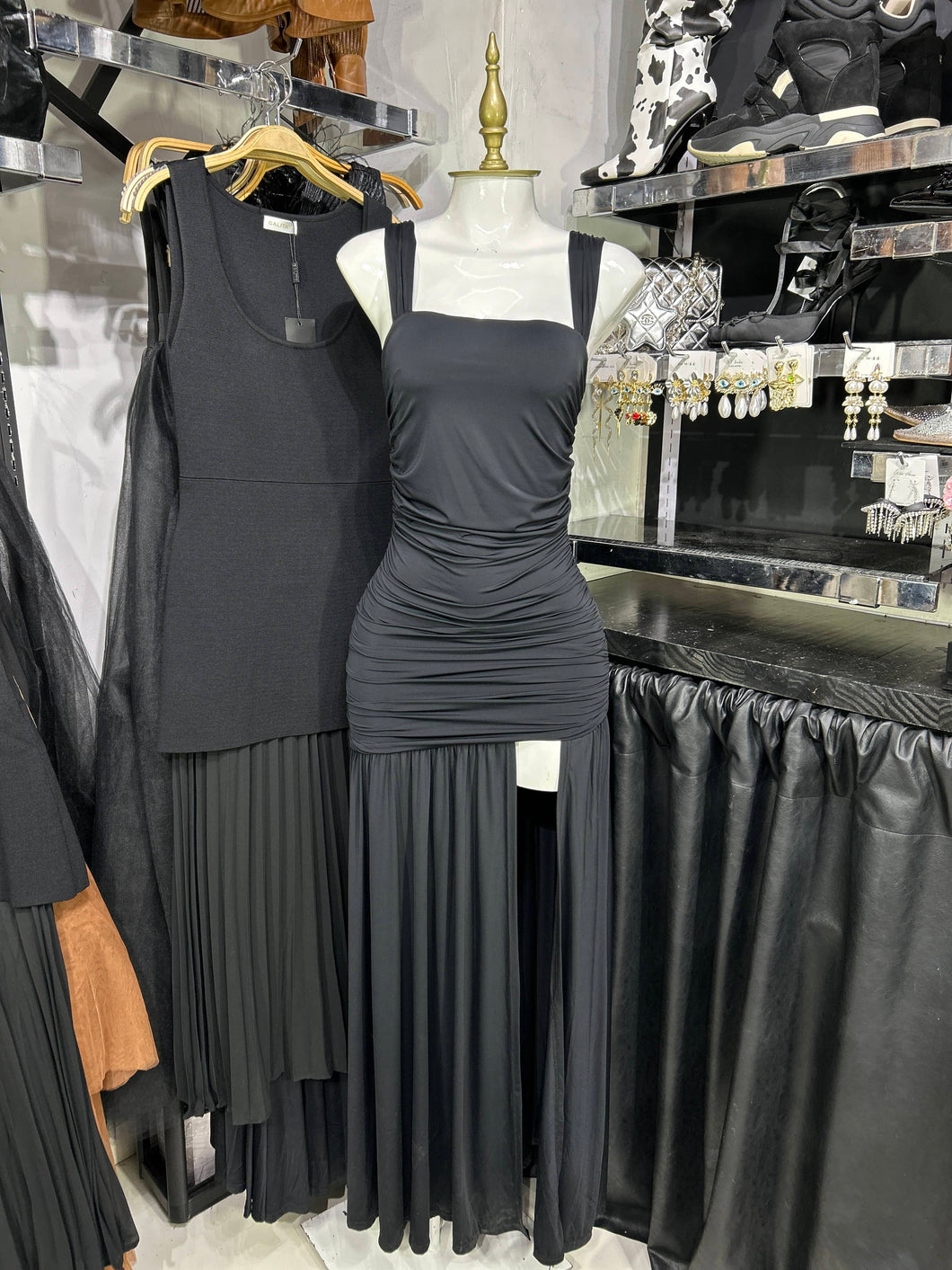 Vestido negro drapeado super stretch RESTOCK