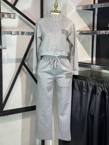 Pants Miu Miu gris con aplicaciones de pedreria