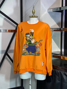 Sudadera naranja con desgaste estampado Gooffy