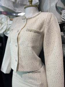 Conjunto tweed ivory saco y falda