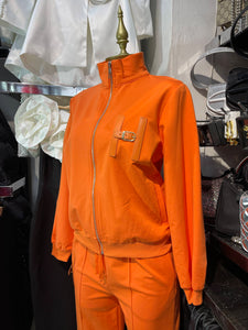 Pants Hermes naranja con detalle vinipiel