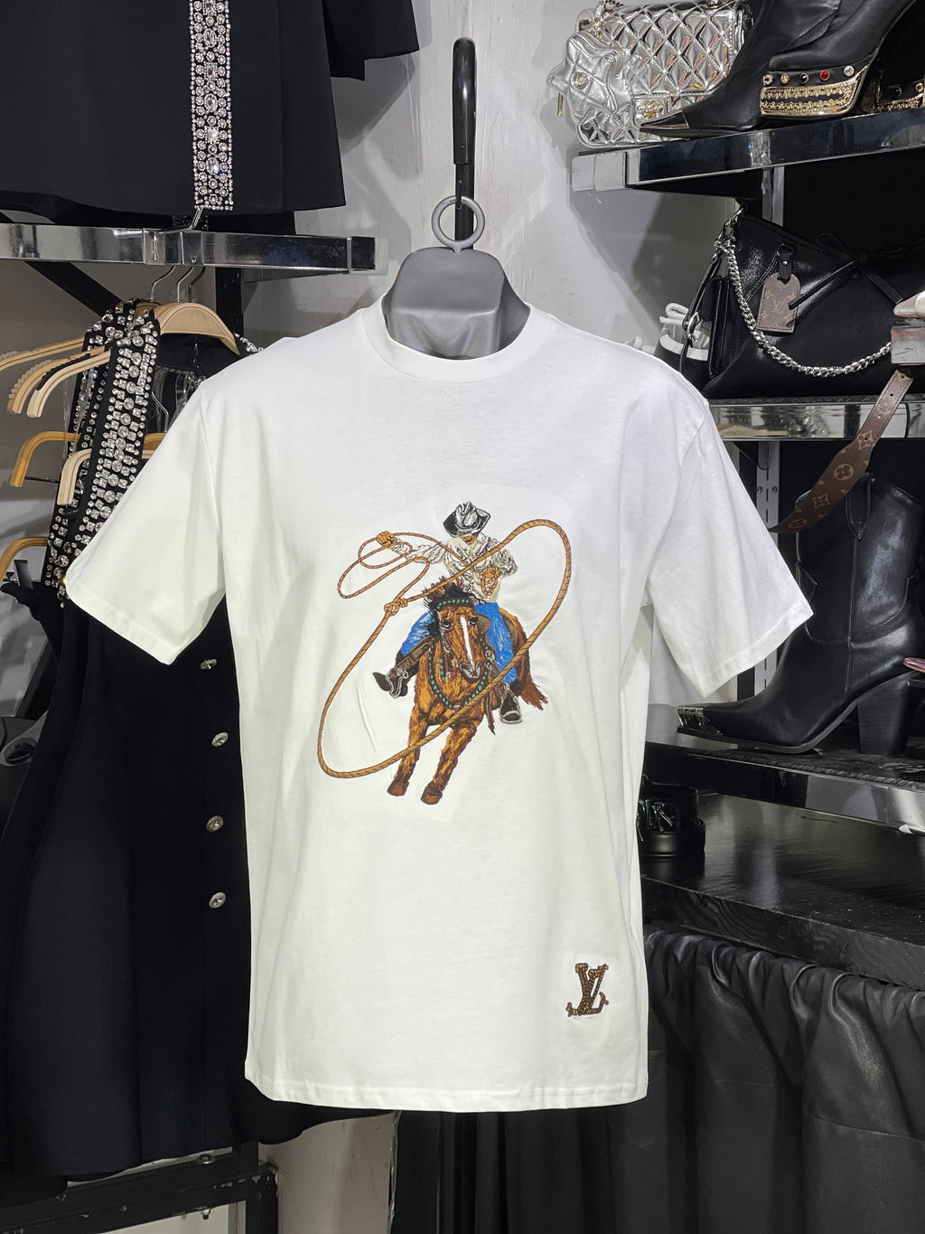 Playera LV bordado vaquero