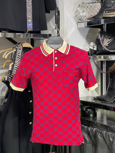 Playera roja tipo polo Gucci bordada RESTOCK