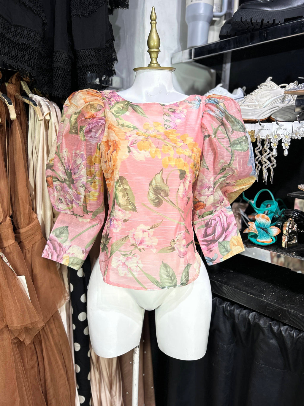 Blusa rosa manga corta estampada