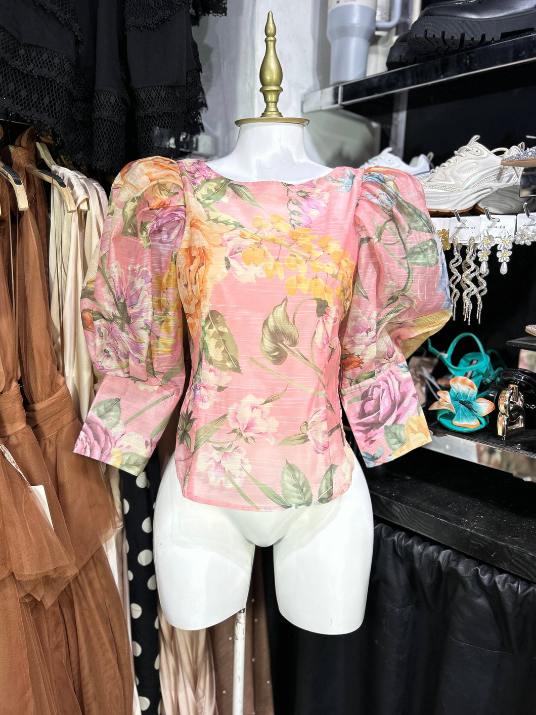Blusa rosa manga corta estampada