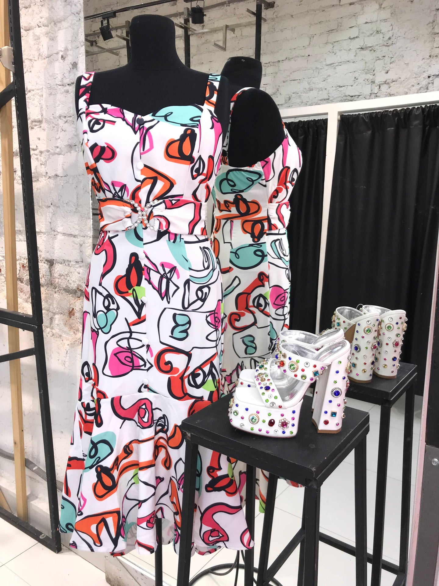 Vestido blanco estampado multicolor