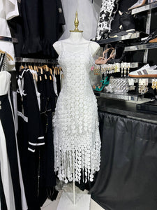 Conjunto blanco texturizado falda y blusa