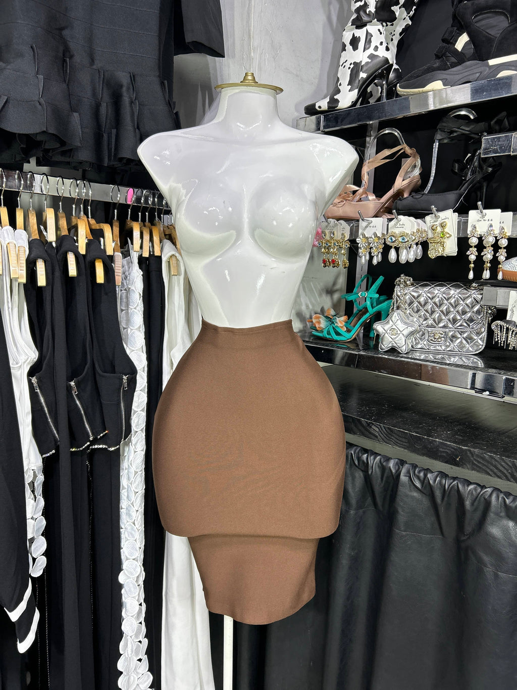 Falda cafe midi bandage