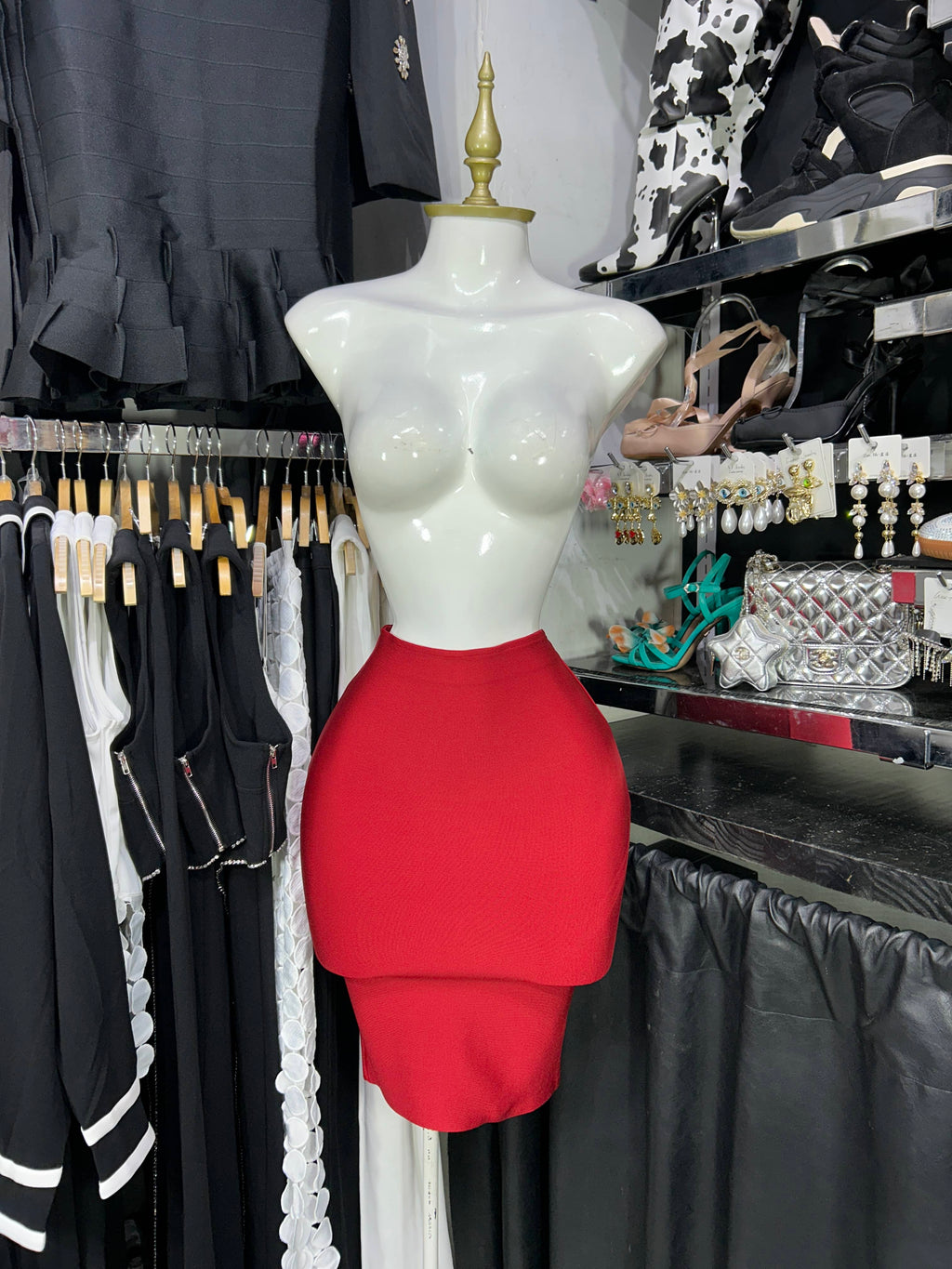 Falda roja midi bandage