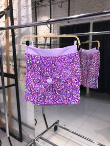 Mini falda lila de lentejuela