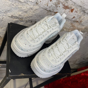Tenis Gaia blancos con pedreria y suela chunky